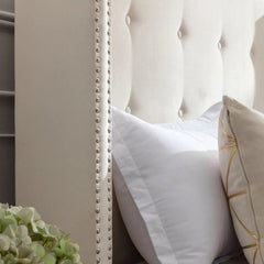 Bellemave® Upholstered Platform Bed with Traditional Hand Buttoned Tufting High Headboard,Nailhead Trim Wingback - Bellemave