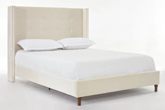 Bellemave® Upholstered Platform Bed with Traditional Hand Buttoned Tufting High Headboard,Nailhead Trim Wingback - Bellemave