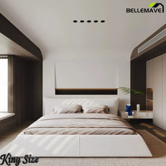 Bellemave® Upholstered Platform Bed with Velvet Headboard, Metal & Solid Wood Bed Frame, No Box Spring Needed - Bellemave