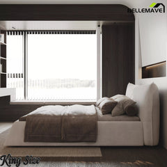 Bellemave® Upholstered Platform Bed with Velvet Headboard, Metal & Solid Wood Bed Frame, No Box Spring Needed - Bellemave