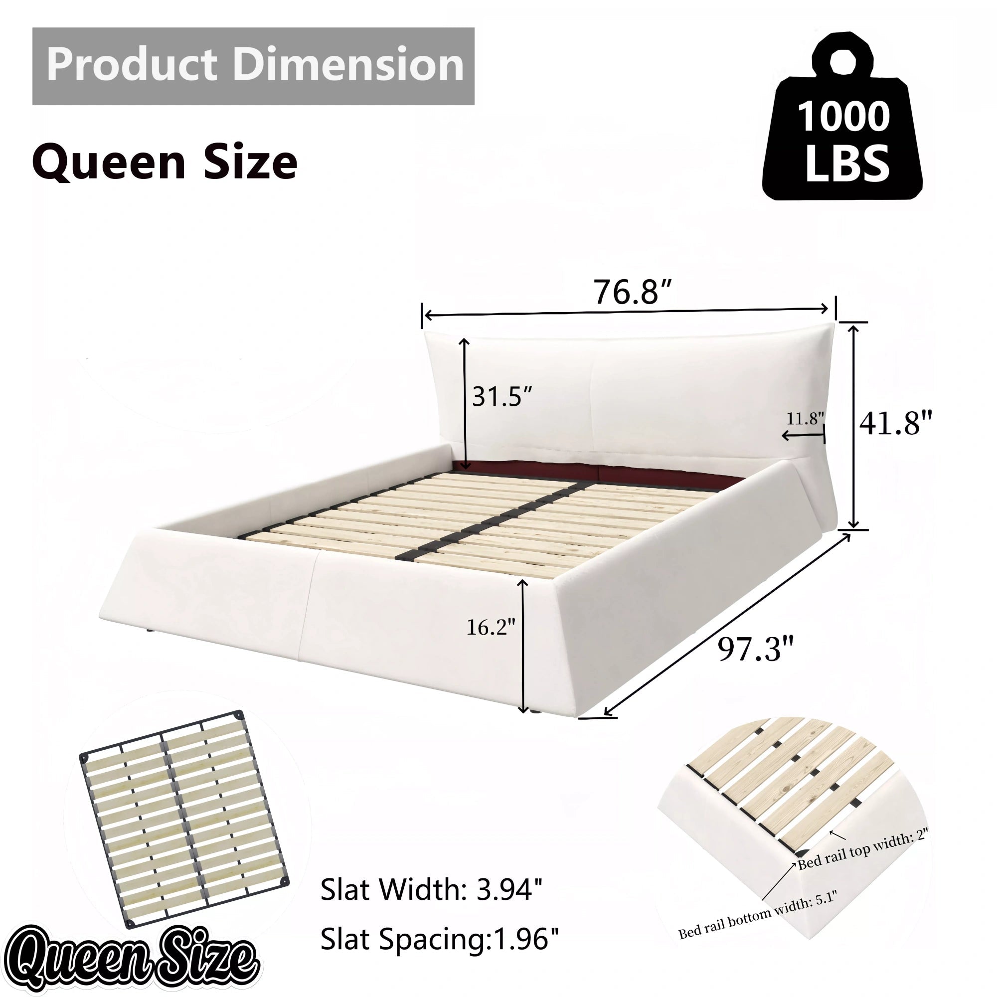 Bellemave® Upholstered Platform Bed with Velvet Headboard, Metal & Solid Wood Bed Frame, No Box Spring Needed - Bellemave