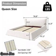 Bellemave® Upholstered Platform Bed with Velvet Headboard, Metal & Solid Wood Bed Frame, No Box Spring Needed - Bellemave
