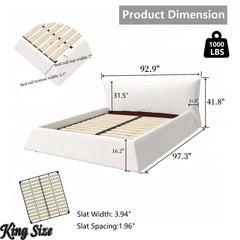 Bellemave® Upholstered Platform Bed with Velvet Headboard, Metal & Solid Wood Bed Frame, No Box Spring Needed - Bellemave