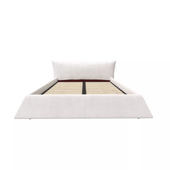 Bellemave® Upholstered Platform Bed with Velvet Headboard, Metal & Solid Wood Bed Frame, No Box Spring Needed - Bellemave