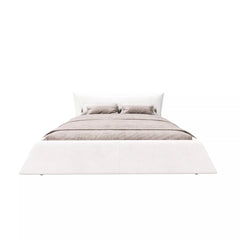 Bellemave® Upholstered Platform Bed with Velvet Headboard, Metal & Solid Wood Bed Frame, No Box Spring Needed - Bellemave