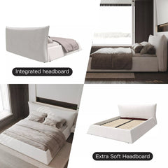 Bellemave® Upholstered Platform Bed with Velvet Headboard, Metal & Solid Wood Bed Frame, No Box Spring Needed - Bellemave