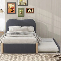 Bellemave® Upholstered Platform Bed with Wood Supporting Feet and Trundle - Bellemave
