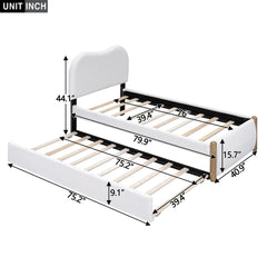Bellemave® Upholstered Platform Bed with Wood Supporting Feet and Trundle - Bellemave
