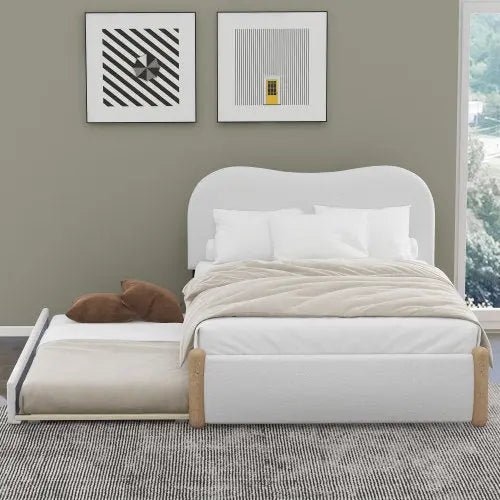 Bellemave® Upholstered Platform Bed with Wood Supporting Feet and Trundle - Bellemave