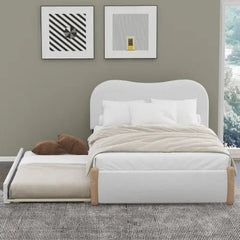 Bellemave® Upholstered Platform Bed with Wood Supporting Feet and Trundle - Bellemave