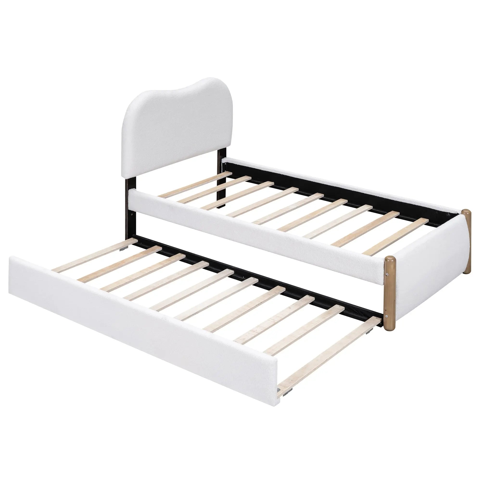 Bellemave® Upholstered Platform Bed with Wood Supporting Feet and Trundle - Bellemave
