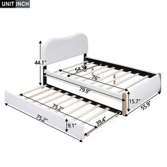 Bellemave® Upholstered Platform Bed with Wood Supporting Feet and Trundle - Bellemave