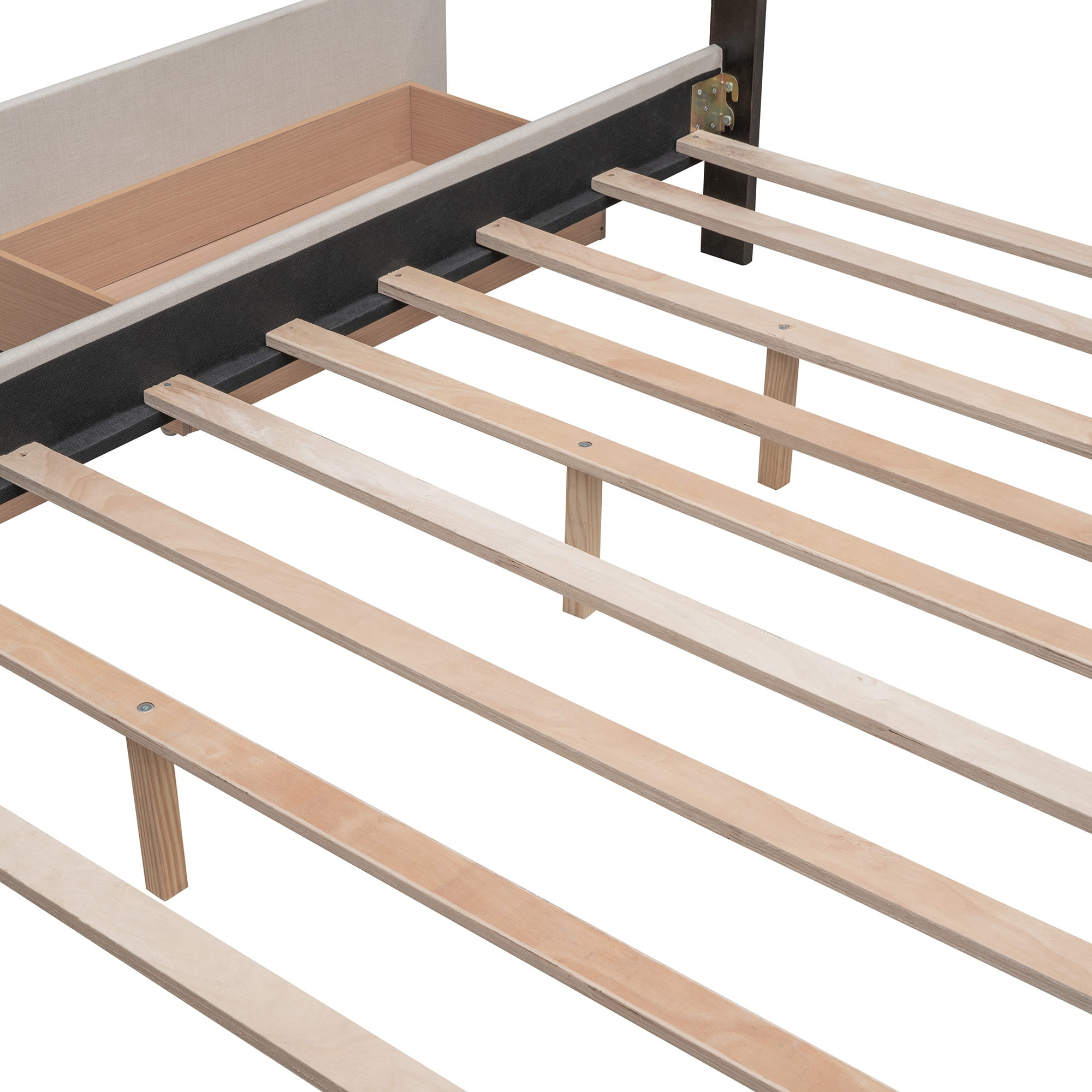 Bellemave® Upholstered Queen Size Platform Bed Frame with 2 Storage Drawers,Twin XL Trundle,Headboard & Footboard,Mattress Foundation with Slats Support - Bellemave
