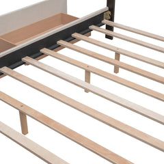 Bellemave® Upholstered Queen Size Platform Bed Frame with 2 Storage Drawers,Twin XL Trundle,Headboard & Footboard,Mattress Foundation with Slats Support - Bellemave