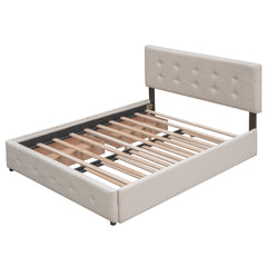 Bellemave® Upholstered Queen Size Platform Bed Frame with 2 Storage Drawers,Twin XL Trundle,Headboard & Footboard,Mattress Foundation with Slats Support - Bellemave