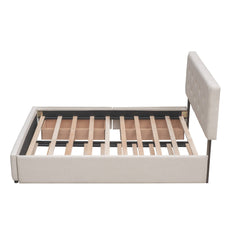 Bellemave® Upholstered Queen Size Platform Bed Frame with 2 Storage Drawers,Twin XL Trundle,Headboard & Footboard,Mattress Foundation with Slats Support - Bellemave