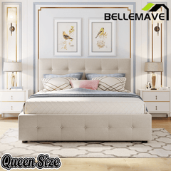 Bellemave® Upholstered Queen Size Platform Bed Frame with 2 Storage Drawers,Twin XL Trundle,Headboard & Footboard,Mattress Foundation with Slats Support - Bellemave