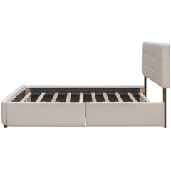 Bellemave® Upholstered Queen Size Platform Bed Frame with 2 Storage Drawers,Twin XL Trundle,Headboard & Footboard,Mattress Foundation with Slats Support - Bellemave