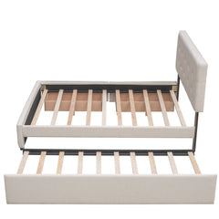 Bellemave® Upholstered Queen Size Platform Bed Frame with 2 Storage Drawers,Twin XL Trundle,Headboard & Footboard,Mattress Foundation with Slats Support - Bellemave