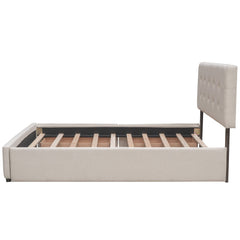 Bellemave® Upholstered Queen Size Platform Bed Frame with 2 Storage Drawers,Twin XL Trundle,Headboard & Footboard,Mattress Foundation with Slats Support - Bellemave