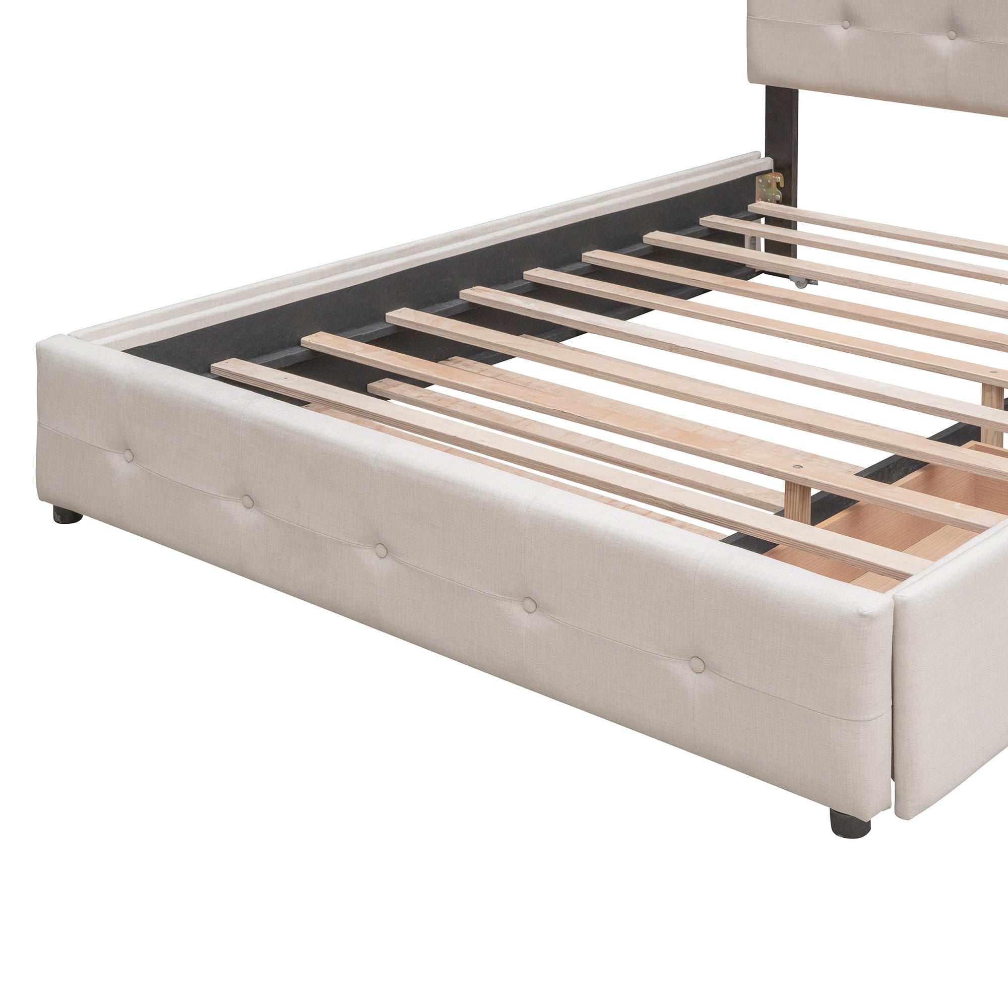 Bellemave® Upholstered Queen Size Platform Bed Frame with 2 Storage Drawers,Twin XL Trundle,Headboard & Footboard,Mattress Foundation with Slats Support - Bellemave