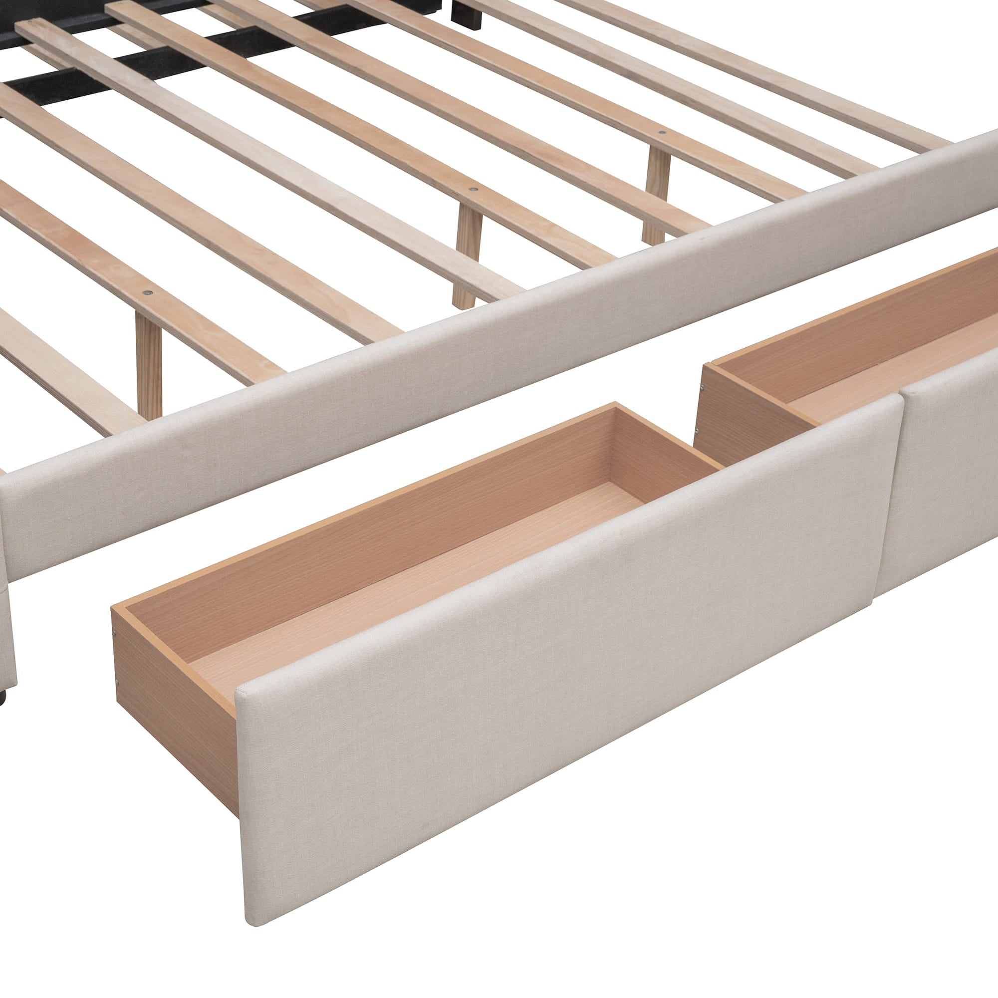 Bellemave® Upholstered Queen Size Platform Bed Frame with 2 Storage Drawers,Twin XL Trundle,Headboard & Footboard,Mattress Foundation with Slats Support - Bellemave