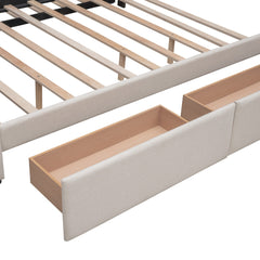 Bellemave® Upholstered Queen Size Platform Bed Frame with 2 Storage Drawers,Twin XL Trundle,Headboard & Footboard,Mattress Foundation with Slats Support - Bellemave