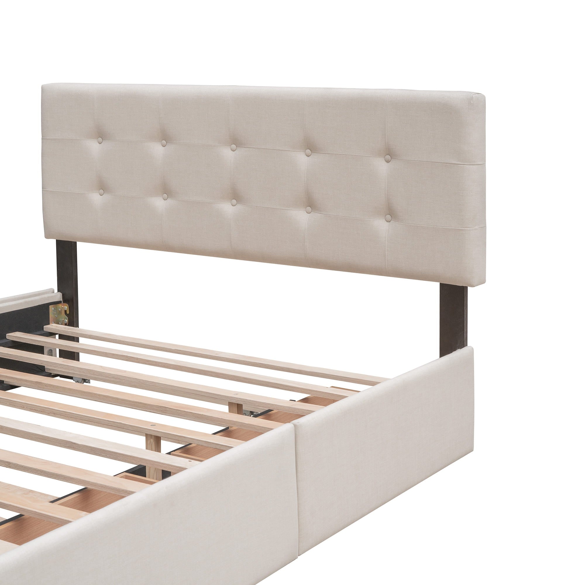 Bellemave® Upholstered Queen Size Platform Bed Frame with 2 Storage Drawers,Twin XL Trundle,Headboard & Footboard,Mattress Foundation with Slats Support - Bellemave