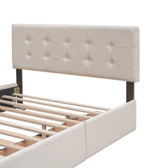 Bellemave® Upholstered Queen Size Platform Bed Frame with 2 Storage Drawers,Twin XL Trundle,Headboard & Footboard,Mattress Foundation with Slats Support - Bellemave