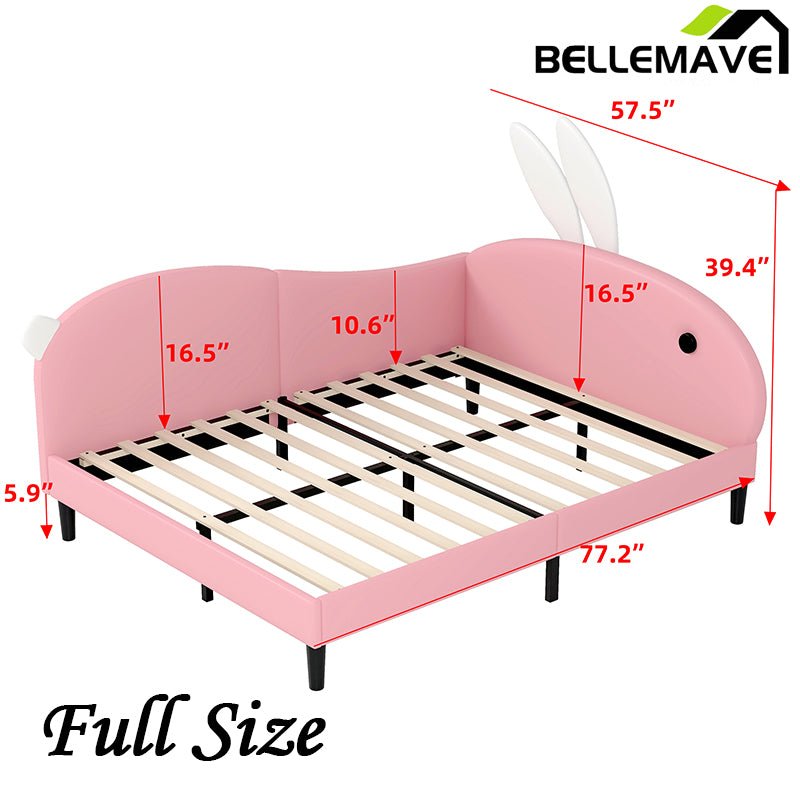 Bellemave® Upholstered Rabbit - Shape Daybed, Sofabed with Rabbit Ear Headboard - Bellemave