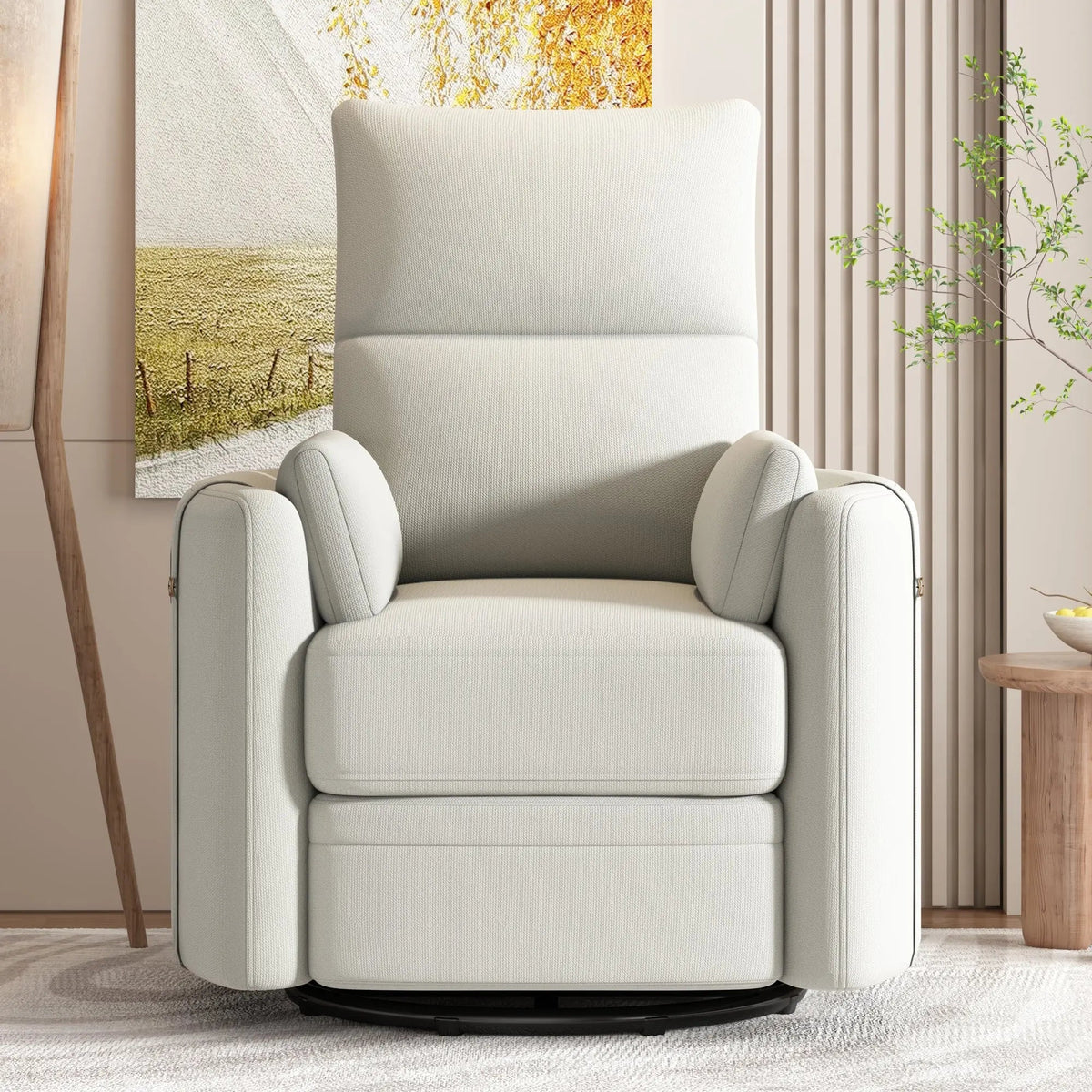 Bellemave® Upholstered Swivel Recliner with Two Removable Pillows - Bellemave