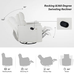 Bellemave® Upholstered Swivel Recliner with Two Removable Pillows - Bellemave