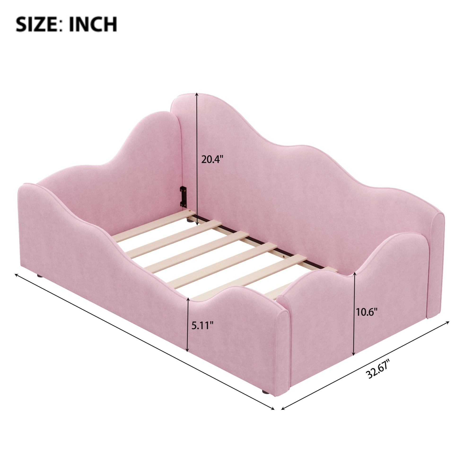 Bellemave® Upholstered Toddler Bed with Safety Guardrails, Montessori Floor Bed Up to 1 - 6 Years Girls and Boys, Pink - Bellemave