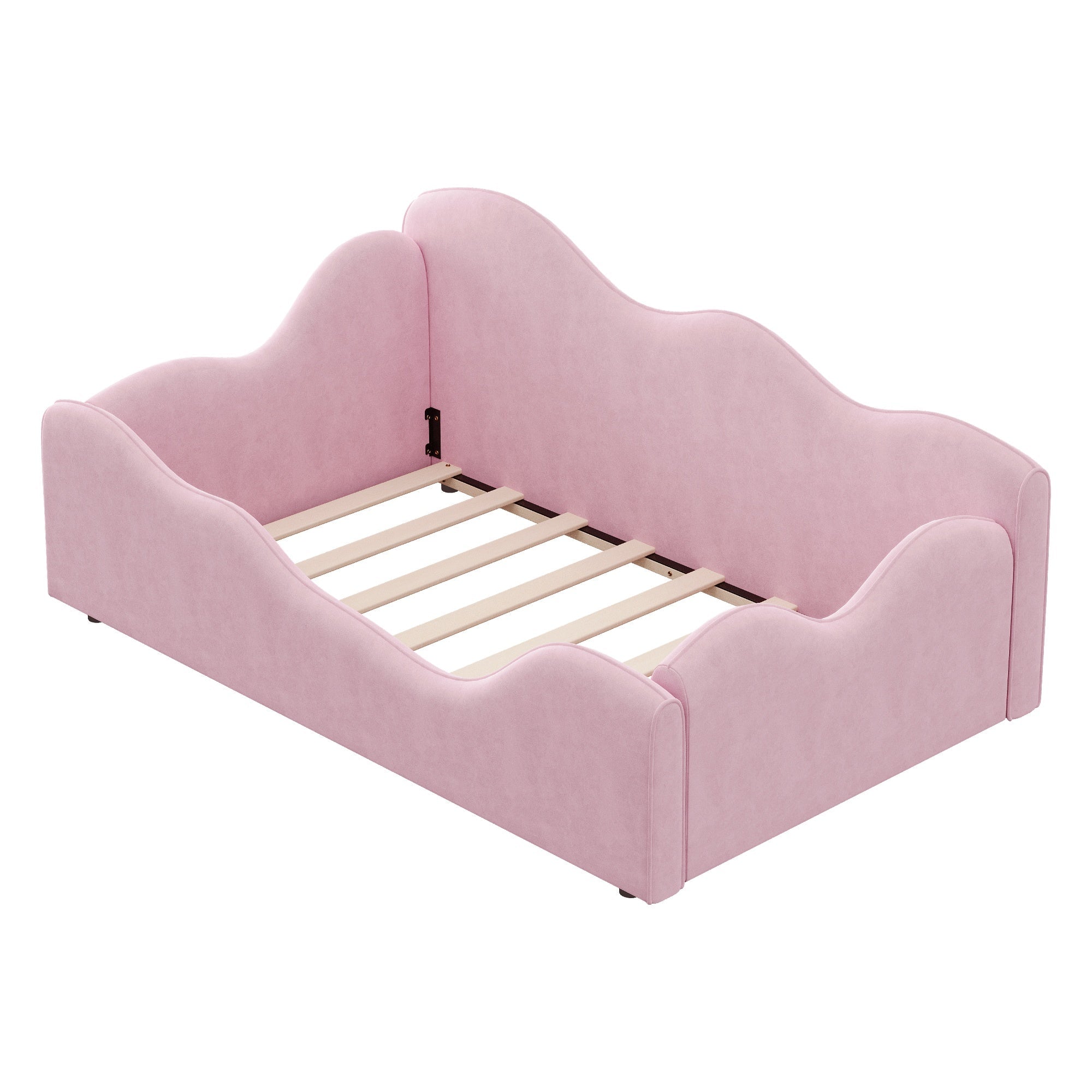 Bellemave® Upholstered Toddler Bed with Safety Guardrails, Montessori Floor Bed Up to 1 - 6 Years Girls and Boys, Pink - Bellemave