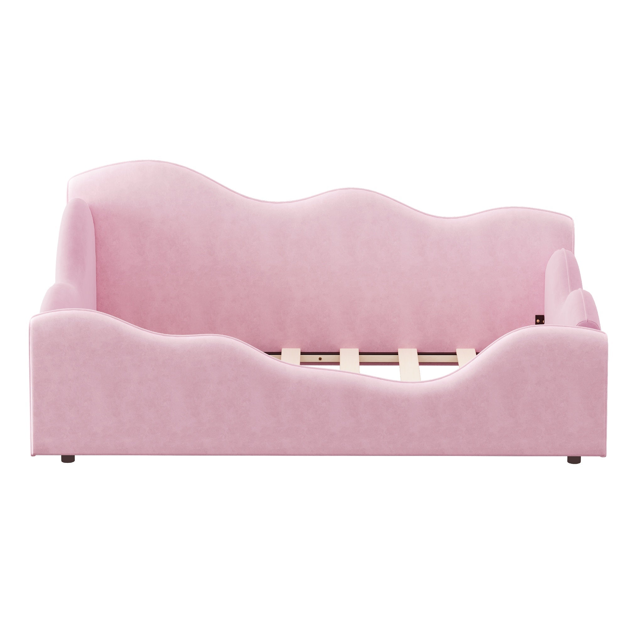 Bellemave® Upholstered Toddler Bed with Safety Guardrails, Montessori Floor Bed Up to 1 - 6 Years Girls and Boys, Pink - Bellemave