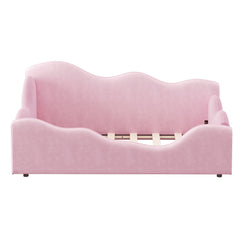 Bellemave® Upholstered Toddler Bed with Safety Guardrails, Montessori Floor Bed Up to 1 - 6 Years Girls and Boys, Pink - Bellemave
