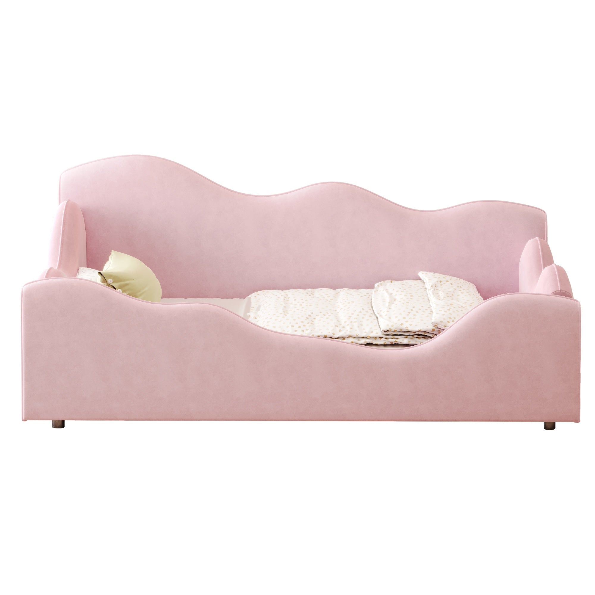 Bellemave® Upholstered Toddler Bed with Safety Guardrails, Montessori Floor Bed Up to 1 - 6 Years Girls and Boys, Pink - Bellemave