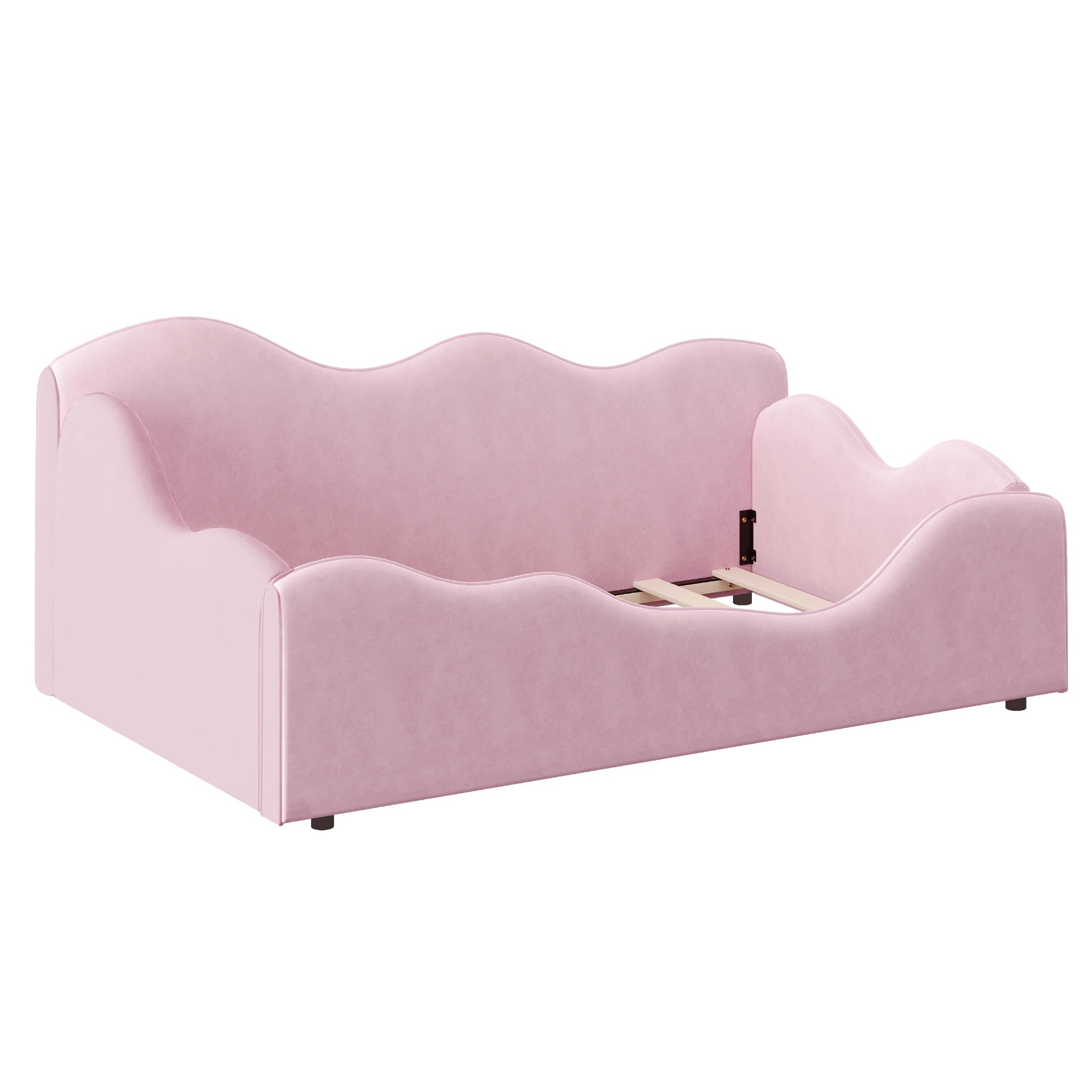Bellemave® Upholstered Toddler Bed with Safety Guardrails, Montessori Floor Bed Up to 1 - 6 Years Girls and Boys, Pink - Bellemave