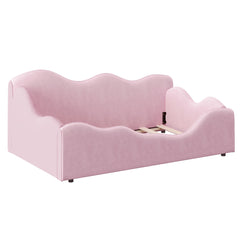 Bellemave® Upholstered Toddler Bed with Safety Guardrails, Montessori Floor Bed Up to 1 - 6 Years Girls and Boys, Pink - Bellemave