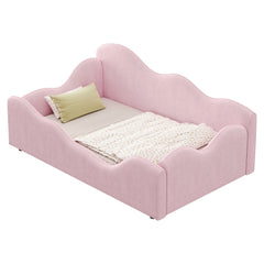 Bellemave® Upholstered Toddler Bed with Safety Guardrails, Montessori Floor Bed Up to 1 - 6 Years Girls and Boys, Pink - Bellemave