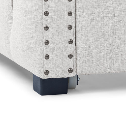Bellemave® Upholstered Tufted Daybed with Trundle Bed, with Button and Copper Nail on Square Arms - Bellemave