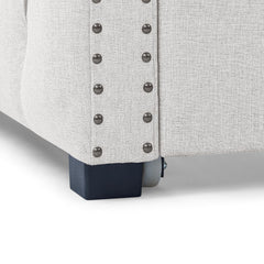 Bellemave® Upholstered Tufted Daybed with Trundle Bed, with Button and Copper Nail on Square Arms - Bellemave