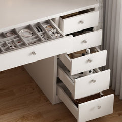 Bellemave® Vanity Desk with LED Lighted Mirror and 11 Drawers, 3 Color Lighting Modes Brightness Adjustable - Bellemave