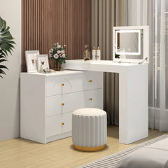 Bellemave® Vanity Desk with Mirror and Lights, Flip - Top Tabletop, 7 Storage Drawers, 9 Compartments - Bellemave