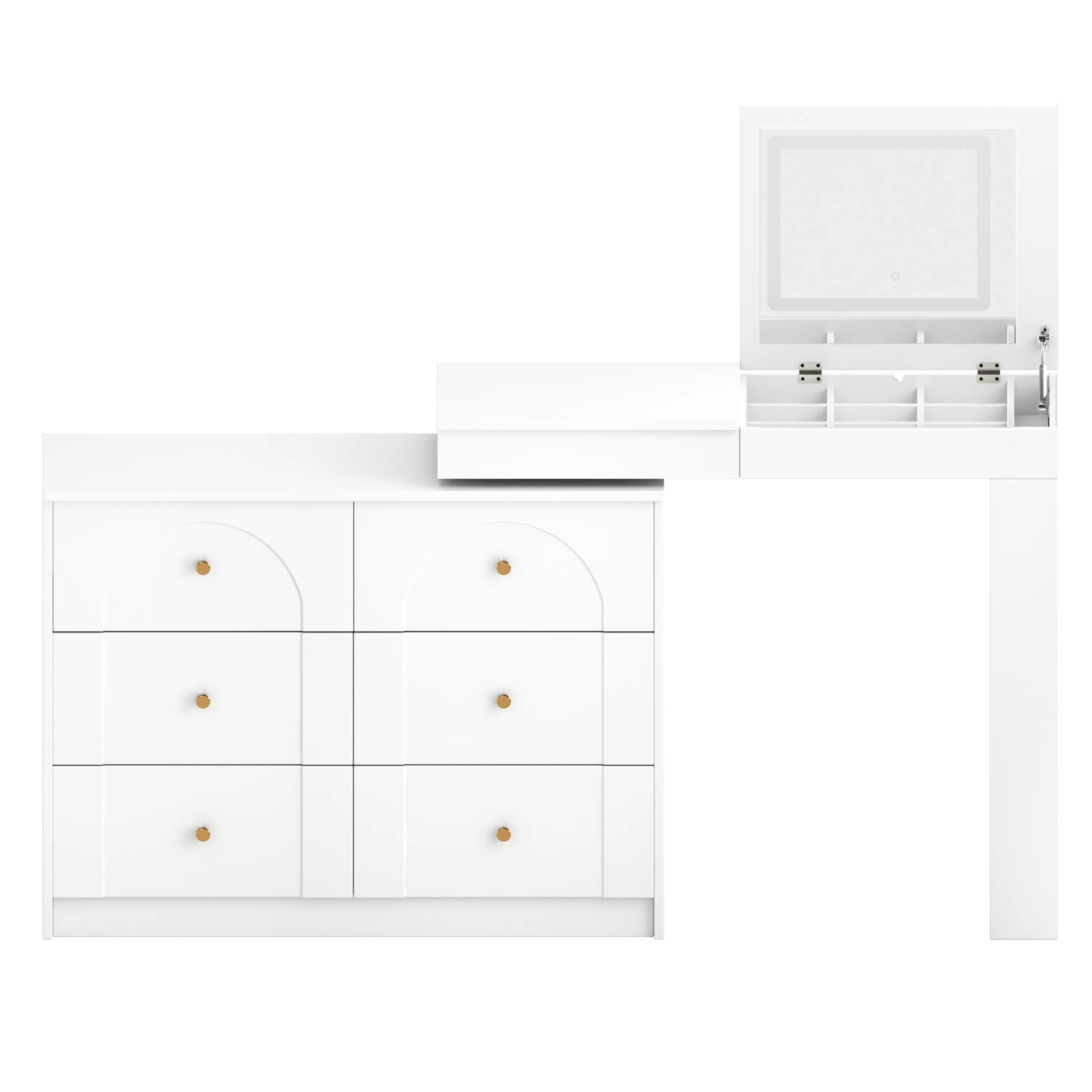Bellemave® Vanity Desk with Mirror and Lights, Flip - Top Tabletop, 7 Storage Drawers, 9 Compartments - Bellemave