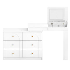 Bellemave® Vanity Desk with Mirror and Lights, Flip - Top Tabletop, 7 Storage Drawers, 9 Compartments - Bellemave
