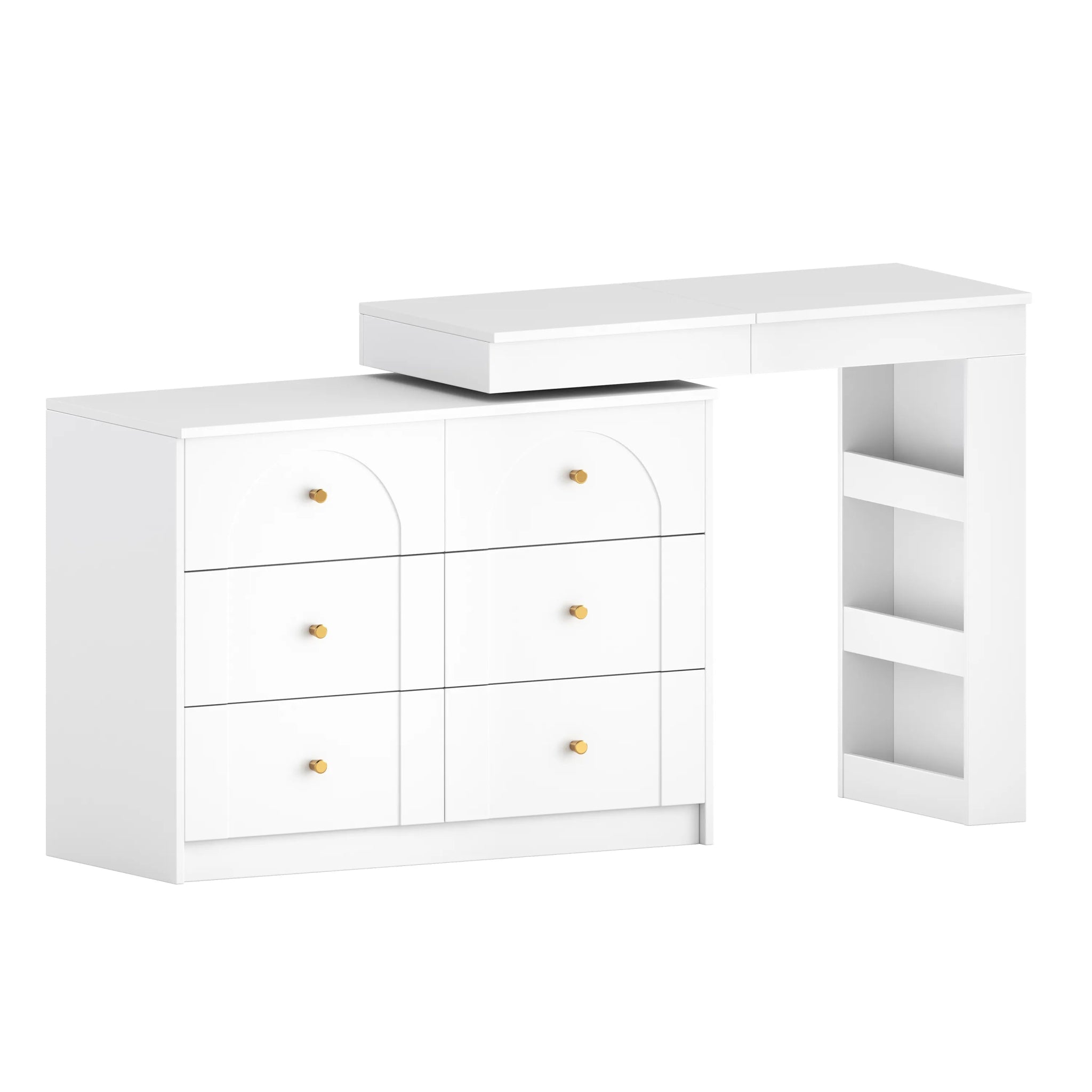 Bellemave® Vanity Desk with Mirror and Lights, Flip - Top Tabletop, 7 Storage Drawers, 9 Compartments - Bellemave