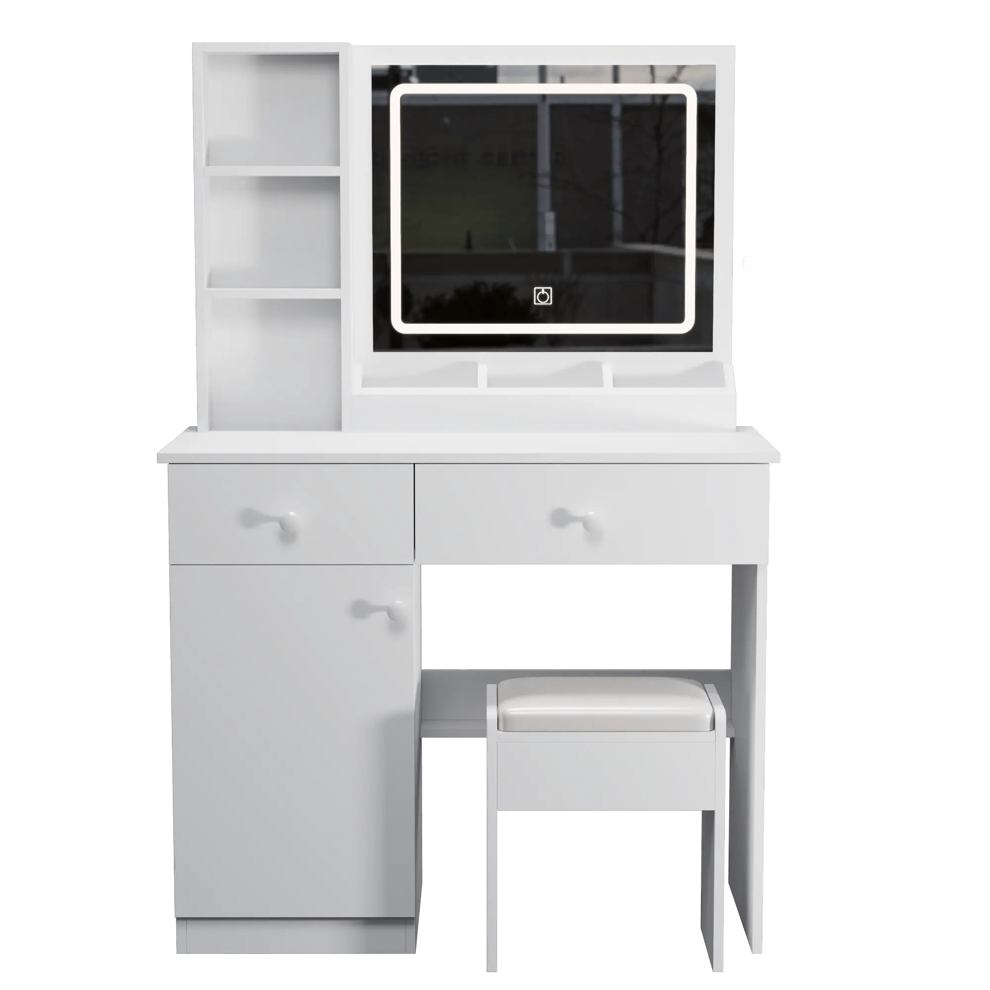 Bellemave® Vanity Mirror with Lights and Table Set with 3 Color Lighting Brightness Adjustable, 2 big Drawers - Bellemave