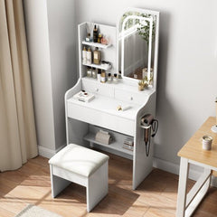 Bellemave® Vanity Mirror with Lights and Table Set with 3 Color Lighting Brightness Adjustable, 3 Drawers - Bellemave