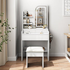 Bellemave® Vanity Mirror with Lights and Table Set with 3 Color Lighting Brightness Adjustable, 3 Drawers - Bellemave